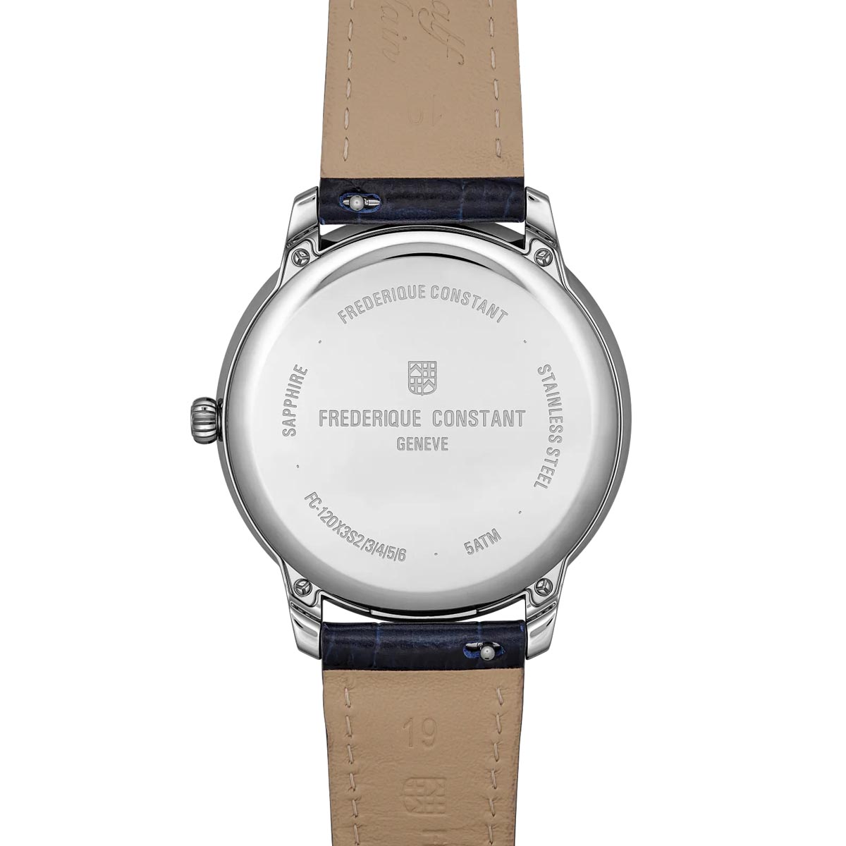 Frederique Constant Classics Moneta Solarmetre Watch with Blue Dial and Navy Blue Leather Strap (39mm and solar movement)