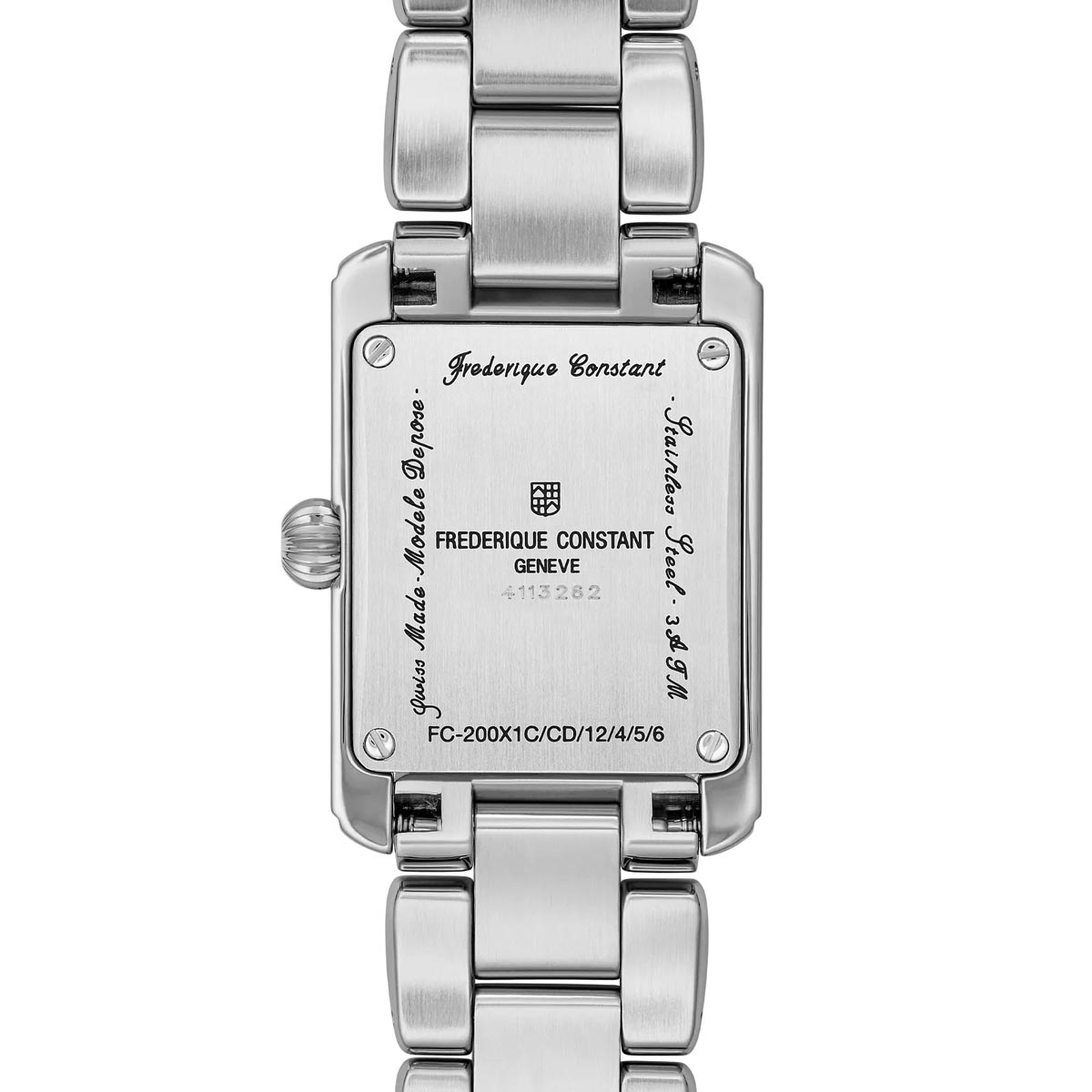 Frederique Constant Classics Carrée Watch with Light Blue Dial and Stainless Steel Bracelet (30mm and Swiss quartz movement)