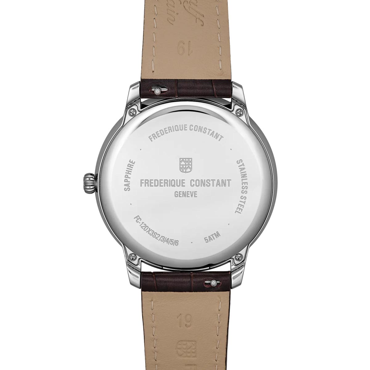 Frederique Constant Classics Moneta Solarmetre Watch with Silver Tone Dial and Brown Leather Strap (39mm and solar movement)