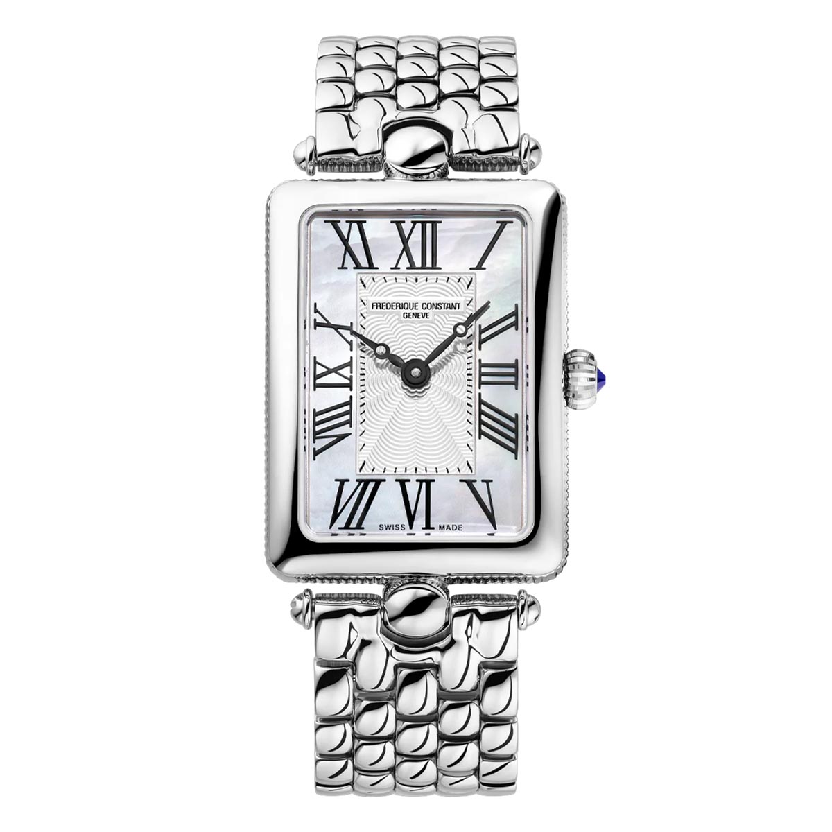 Frederique Constant Classics Art Deco Carrée Watch with Mother of Pearl Dial and Stainless Steel Bracelet (28mm and quartz movement)