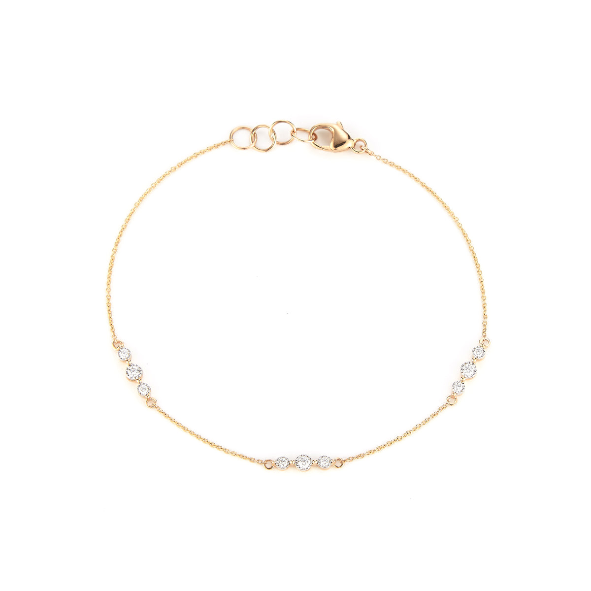 Dana Rebecca Designs Diamond Ava Bea Trio Station Bracelet in 14kt Yellow Gold (1/7ct tw)