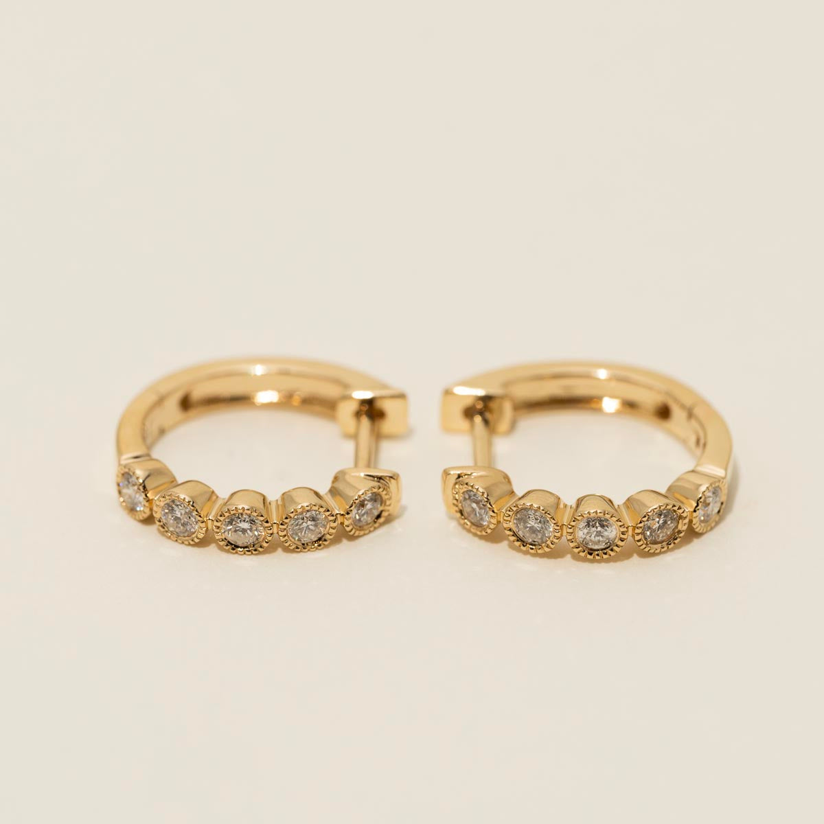 Diamond Bezel Hoop Earrings in 14kt Yellow Gold (3/8ct tw)