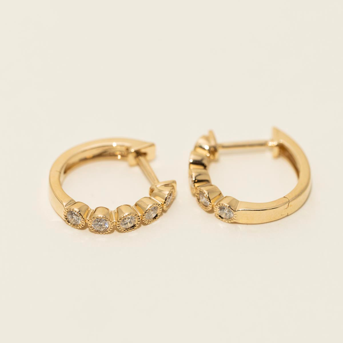 Diamond Bezel Hoop Earrings in 14kt Yellow Gold (3/8ct tw)