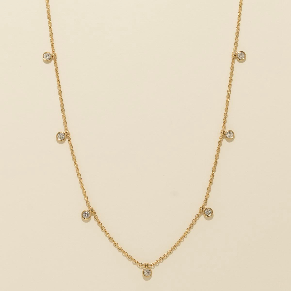 Diamond Bezel Station Necklace in 14kt Yellow Gold (1/2ct tw)