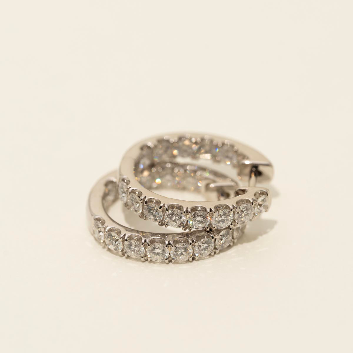 Diamond Inside Out Hoop Earrings in 14kt White Gold (2 1/10ct tw)