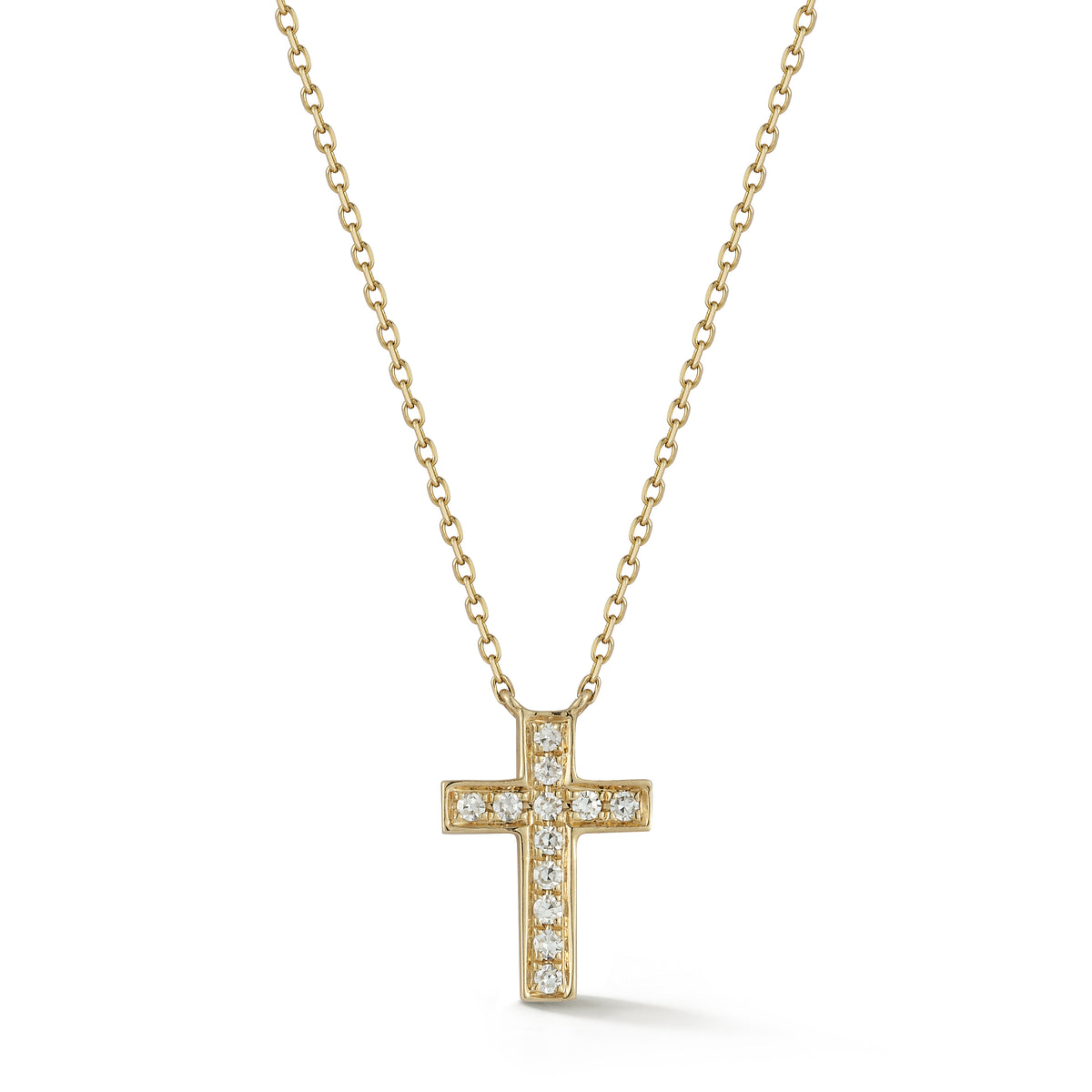 Dana Rebecca Designs Diamond Cross Necklace in 14kt Yellow Gold (1/20ct tw)