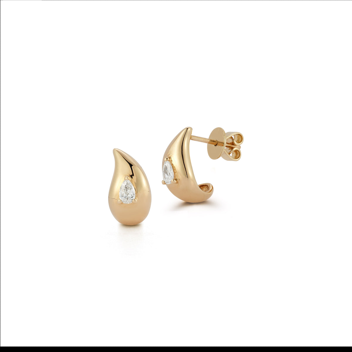 Dana Rebecca Designs Diamond Taylor Elaine Gold Teardrop Huggies in 14kt Yellow Gold (1/5ct tw)