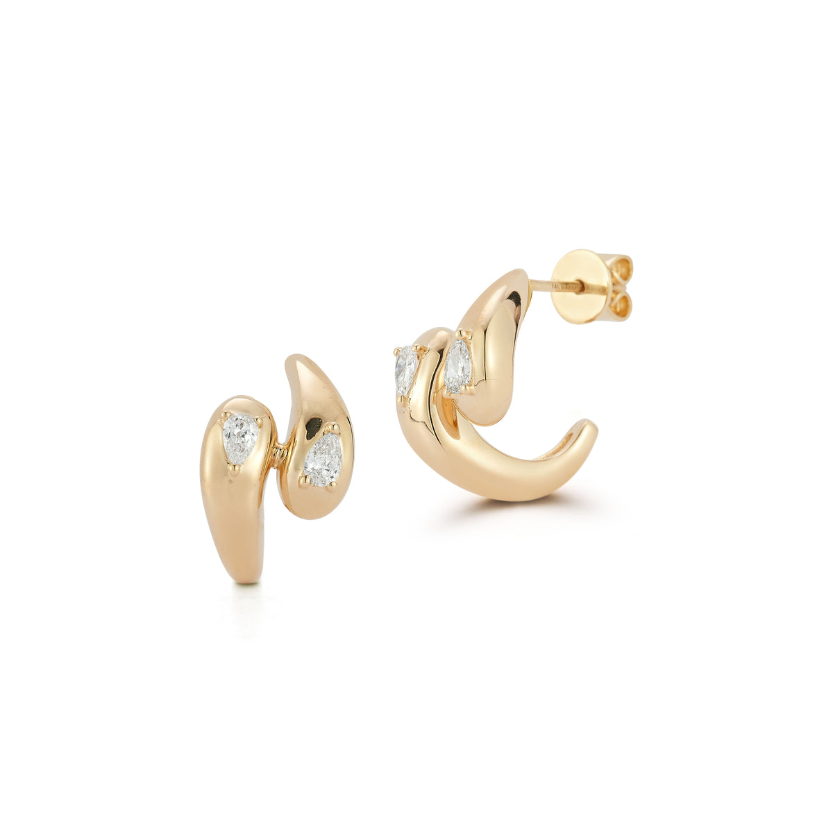 Dana Rebecca Designs Taylor Elaine Gold Bypass Hoop Earrings in 14kt Yellow Gold (1/4ct tw)