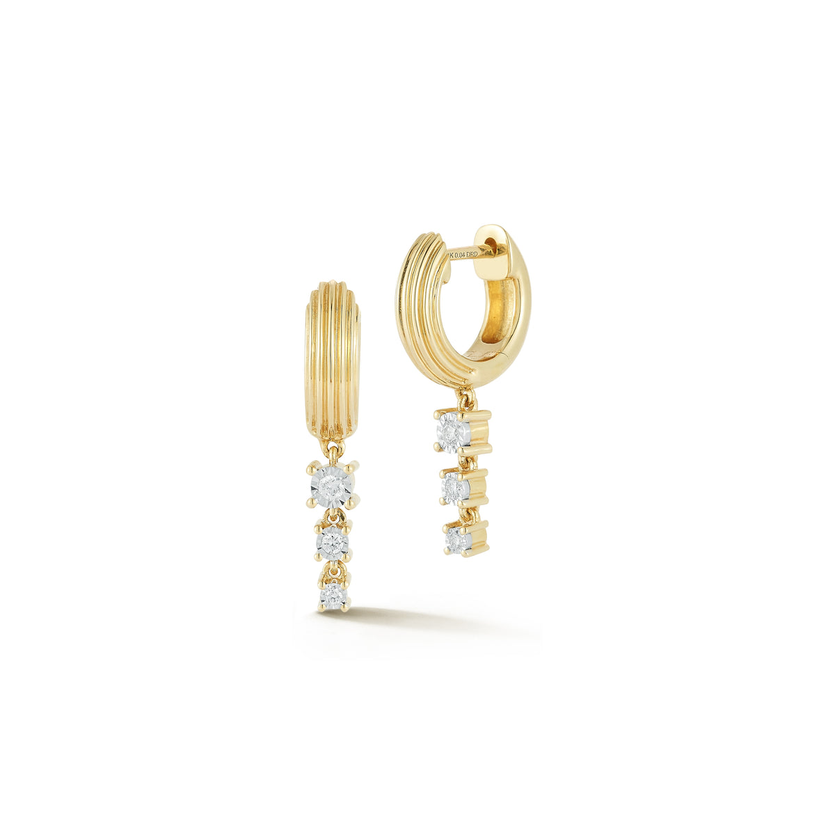 Dana Rebecca Diamond Ava Bea Trio Drop Huggie Hoop Earrings in 14kt Yellow Gold (1/10ct tw)