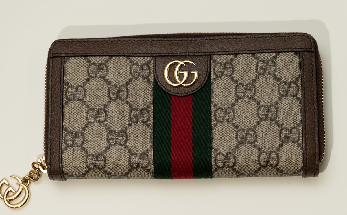 Pre Owned Gucci GG Supreme Ophidia Zip Around Canvas Wallet
