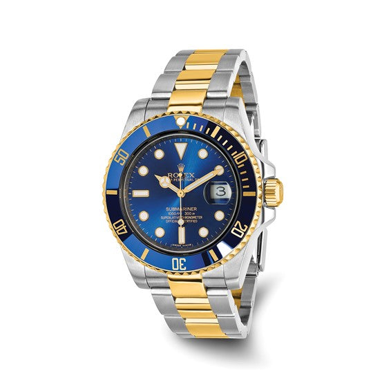 Pre Owned Rolex Oyster Perpertual Submariner Watch with Blue Dial and Stainless Steel and 18kt Yellow Gold Bracelet 40mm and (automatic movement)