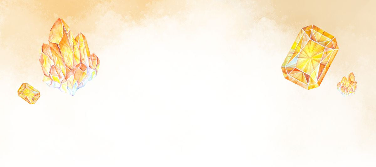 Decorative elements with crystals on a light beige background