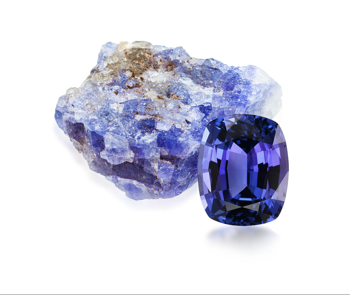 Blue gemstone on a white background